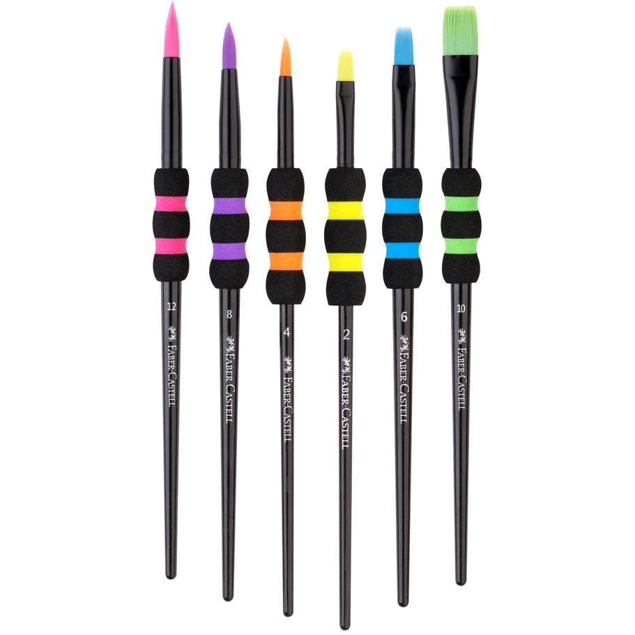Black Edition Soft Touch Paintbrushes, 6 Assorted Sizes